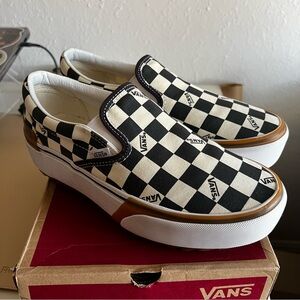 VANS Era Stacked Platform Checkerboard Slip On Canvas Shoes